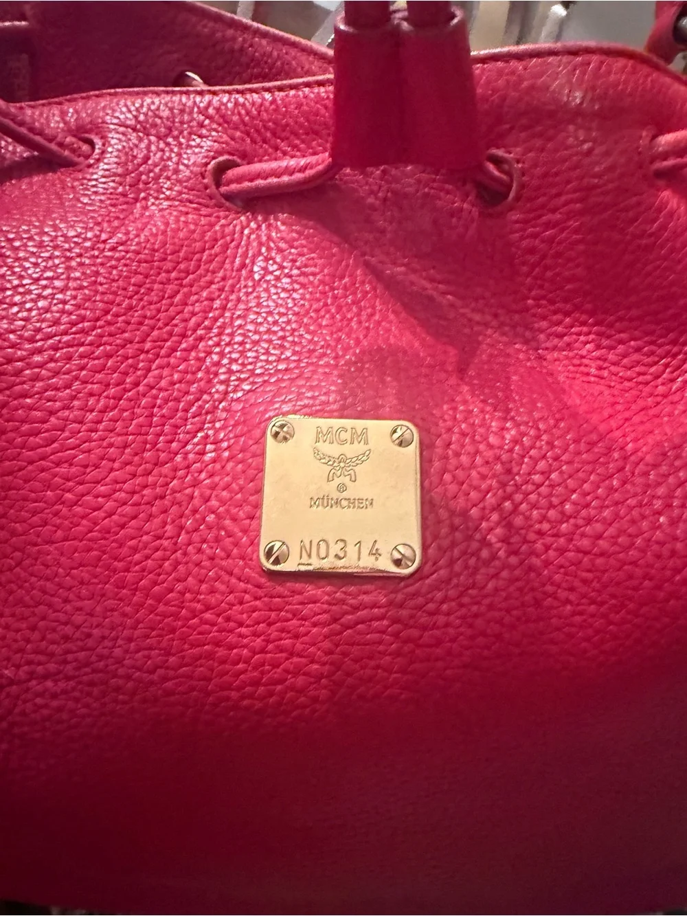 MCM Red Leather Bucket Bag - Picture 2 of 13